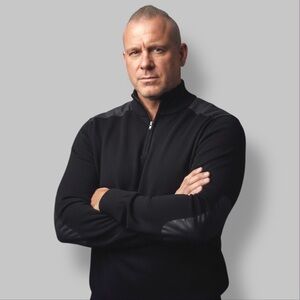 French Connection Quarter-Zip Sweater - Panels on Shoulders + Elbows